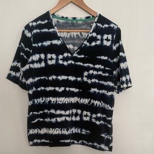 Jones New York Sport Women Blue White Short Sleeves Pullover Top Size XL